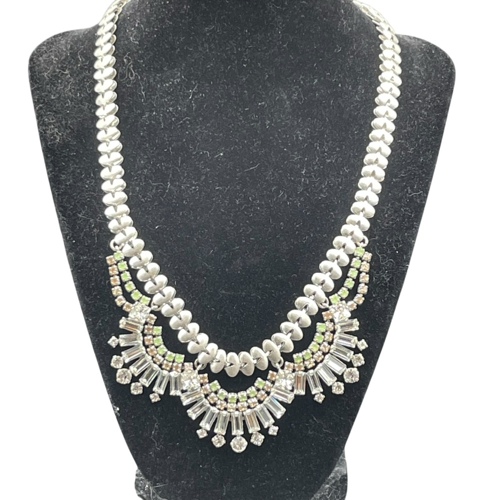 Stella & Dot Belle Silver and Green Statement Necklace Collection